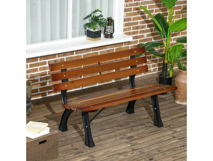 Outsunny Banc Jardin 2 Places Aluminium/Bois 120cm