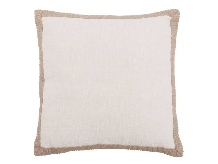 Kissenbezug weiß und beige mit Borte 40x40