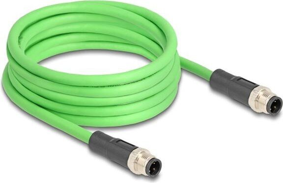 Delock M12-kabel D-gecodeerd 4-polige stekker naar stekker PUR TPU 5 meter