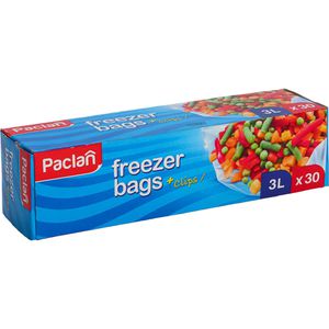 Franz-Mensch Gefrierbeutel 32261, 3 Liter, mit Verschlussclips, 25 x 32cm, 30 Stück