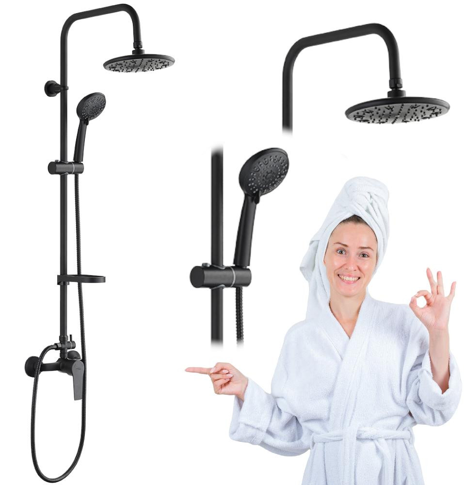 Kuchinox Doucheset Enna Zwart - 105,5 cm - Hydromassage Regendouche