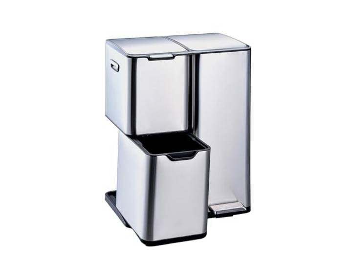 HTI living Mülltrennsystem Jannik 60 Liter Silber Mülleimer Edelstahl mit 3 Behältern
