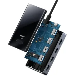 Baseus Focus Series (USB-C, 4 Ports), Dockingstation + USB Hub, Schwarz
