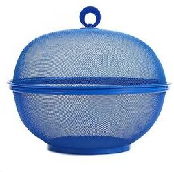 Inspire Essentials Mesh Fruit Basket With Lid Fly Proof Fruit And Vegetable Storage Bowl blue