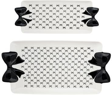 10 Strawberry Street Black Bow Serving Tray, Set of 2