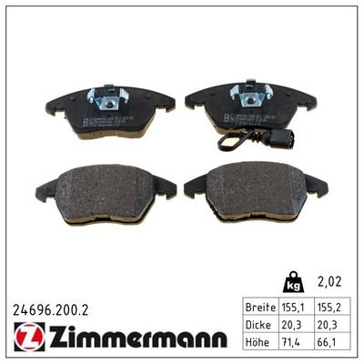 ZIMMERMANN Bremsbelagsatz, Scheibenbremse 246962002 Vorderachse für Audi