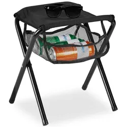 relaxdays Klapphocker bis 120 kg faltbar mit Netztasche schwarz