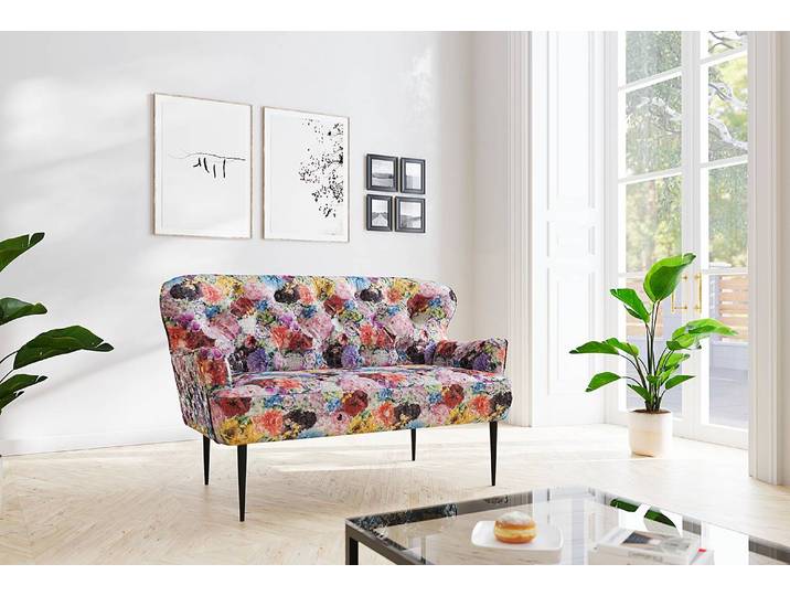 2-Sitzer Sofa Lodging Multicolor Microfaser Flora 153 x 97 x 87cm Landhaus