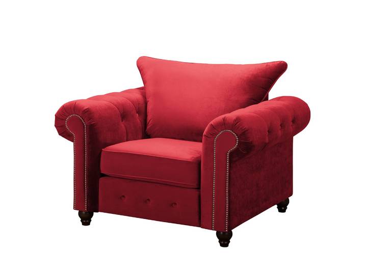 Sessel Rot/Rot Samt ohne Hocker 120 x 90 x 93cm