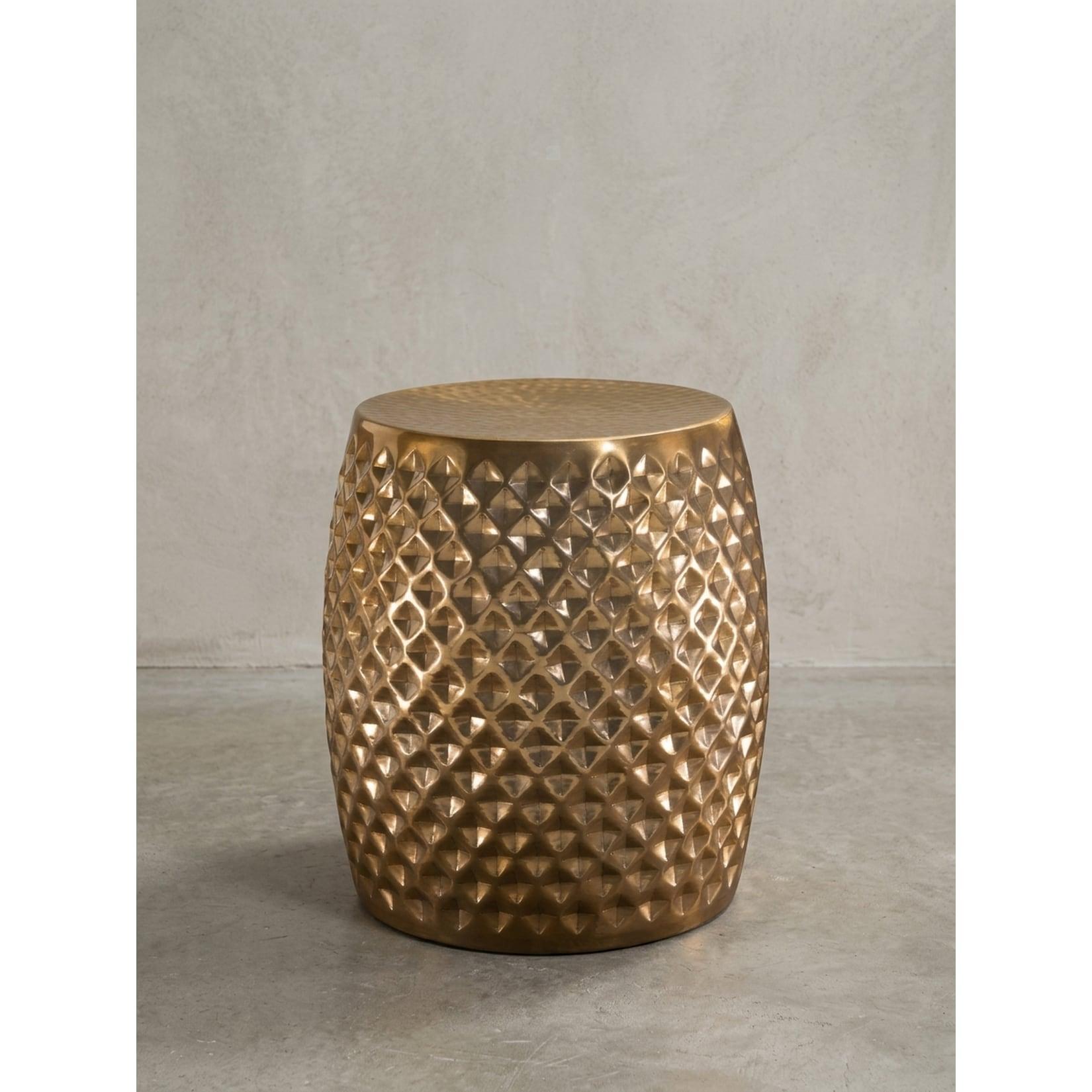 Beistelltisch – Rund Aluminium Gold Hammerschlag 32x42x32 cm orientalisch