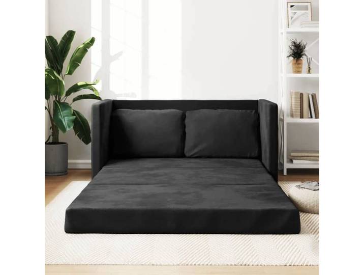 Canapé Relax convertible CLOUD - Canapé-lit 2 en 1 noir 122x204x55 cm velours 4787