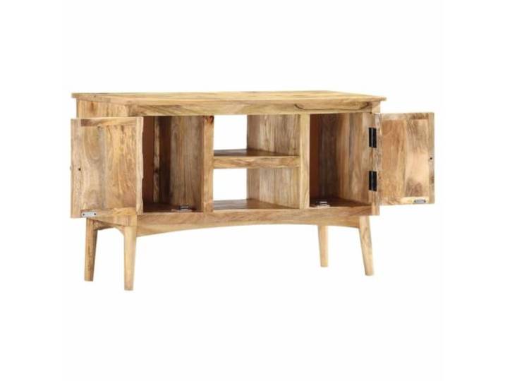 KKgypkn Sideboard 100 x 35 x 60 cm Massivholz Mango 2 Tueren, 2 Offene Faecher, Natuerliche Farbe, Vintage Look, Einfache Montage