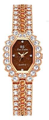 Everyday Crate BS Bee Sister FA1581 Diamond Women Watch Luxury Quartz Watch Glitter Bracelet Wristwatch rose Coffee