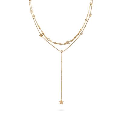 Silberkette ELLI "Halskette Layer Sterne mit Kristallen von Swarovski Weiß 925 Sterling Silber" Gr. 45, gold, Halsketten, Damen, Silber 925 (Sterlingsilber), Silberkette