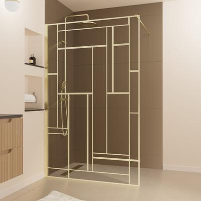 Walk-in-Dusche MARWELL "Gallery", gold (gallery), B:100cm H:195cm, Duschwände, im Stile des ART DECO: mit goldenen Siebdruck und Wandprofil