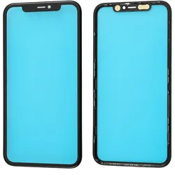 Display-Frontglas für iPhone 11, schwarz mit Rahmen und Polarisator