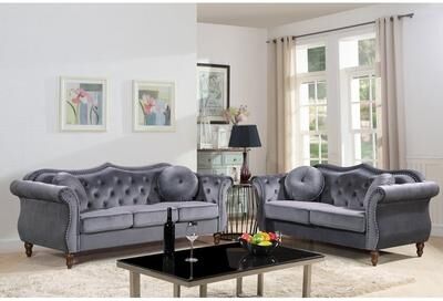 Gracewood Hollow Mantel Nailhead Chesterfield Upholstered 2-piece Living Room Set