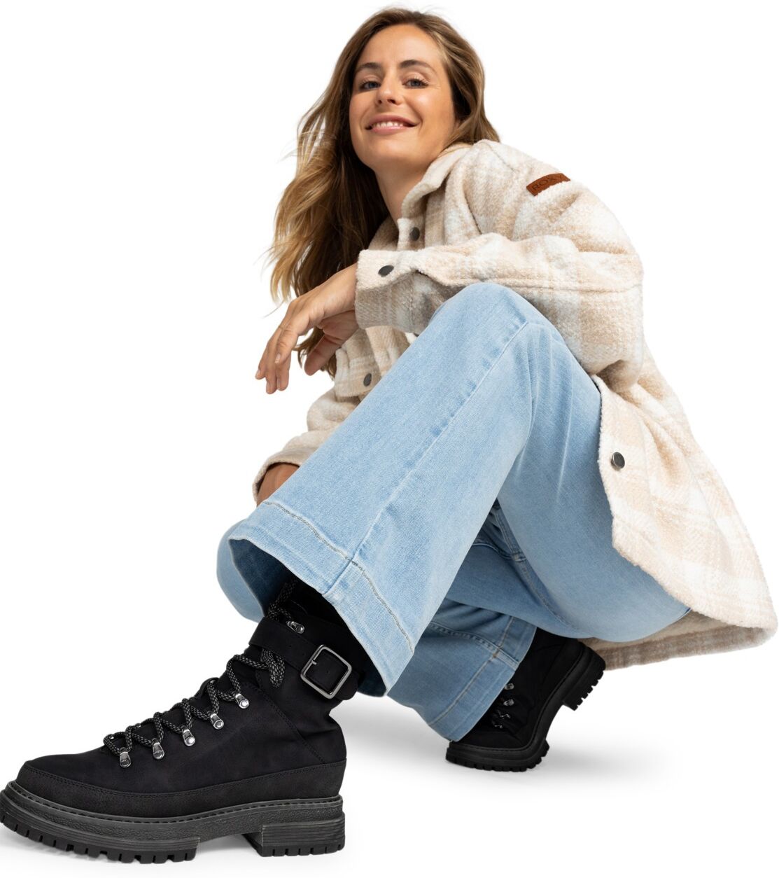 Stiefel ROXY "Logger", Damen, Gr. 10 (41), schwarz, Obermaterial: 95% synthetisches PU, 5% Metall / Futter: 100% Polyester-Textil / Aussensohle: 100% TPR., Schuhe Stiefel schwarz 10 (41)