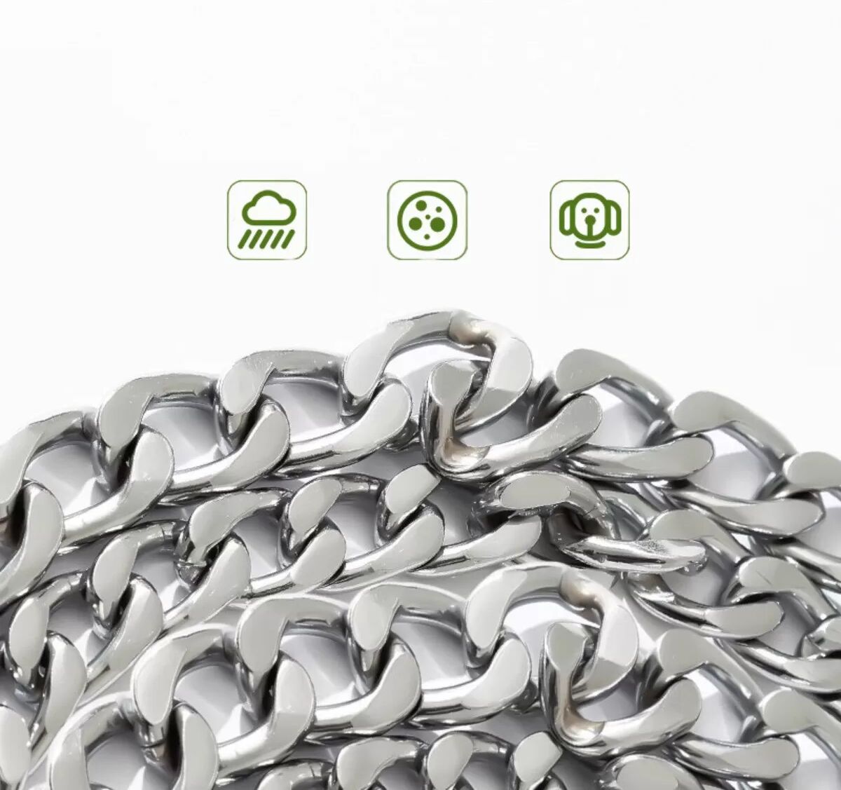 INF Laisse pour chien en acier inox avec collier en nylon rembourré - chaîne 3m, maillons soudés sans couture, mousqueton 2 mm