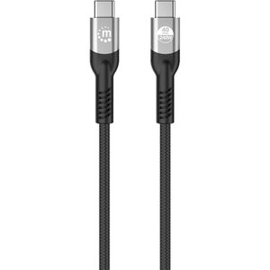 Manhattan Ladekabel 356374 Thunderbolt 4, schwarz, 1 m, USB-C auf USB-C, 240 W Schnellladekabel