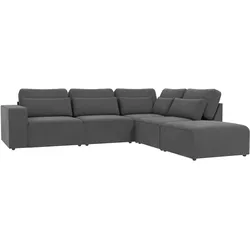 ECKSOFA modularer Leox Grau Samt-Stoff