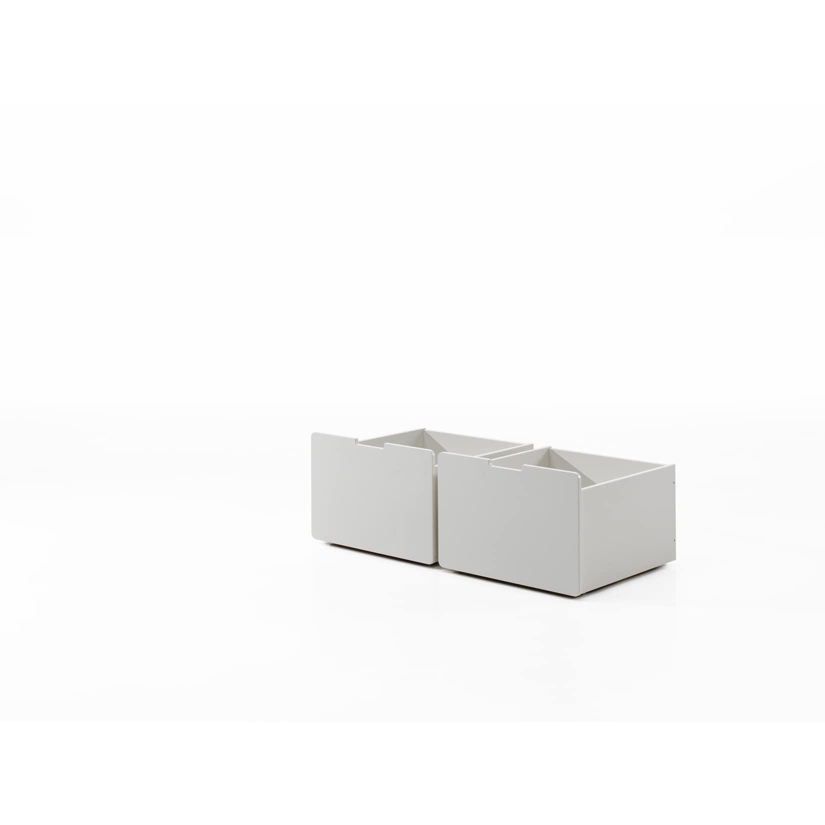 Schubladen-Set, best. aus 2 Schubkästen auf Rollen, MDF weiß lackiert