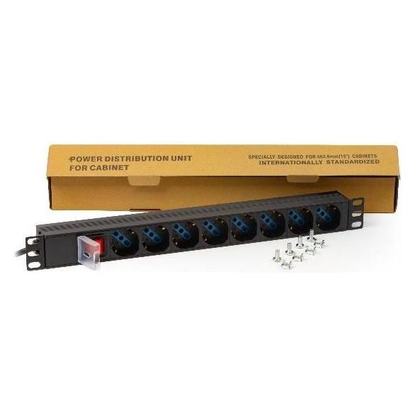 Link Armadio Rack Multipresa 8 Prese 19" Tripolari/Schuko Interrutore Italia (8x, CEE 7/3, CEE 7/4, 1.75 m) (LK10051)