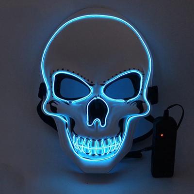Inspired Living LED Skull Mask Glowing Halloween Cosplay Mask With Cold Light Effects blue