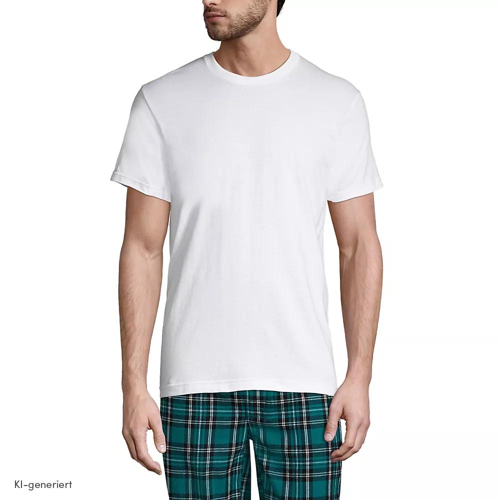 Kurzarm-Shirt mit Rundhalsausschnitt für Herren (3er-Set), Herren, size: regular, Weiß, Baumwolle, by Lands' End