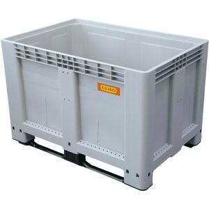 CEMO Großbehälter Logistikbox, 8613, 525 Liter, 2 Kufen, grau, 120 x 80 x 80cm, aus Polyethylen