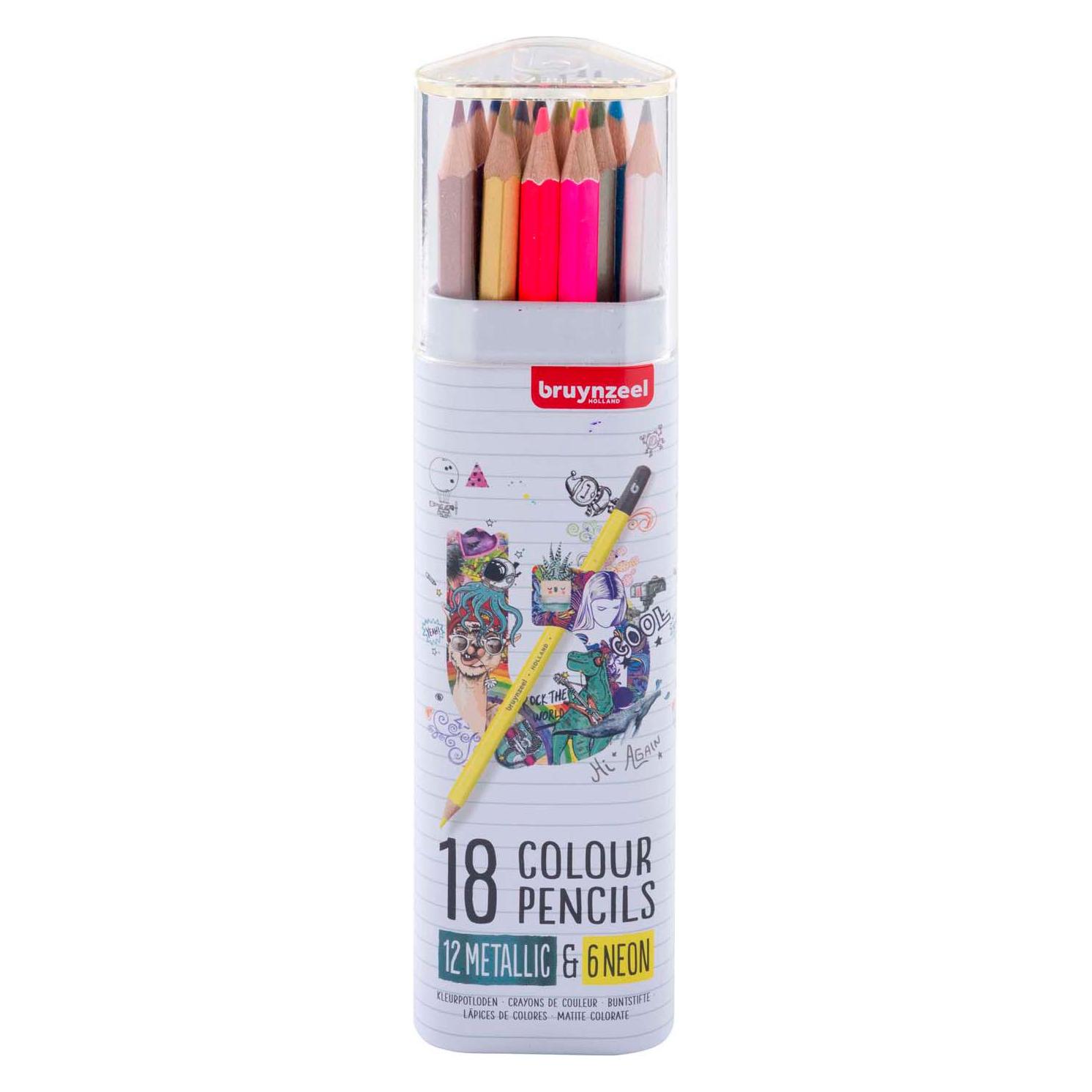 Bruynzeel Buntstifte Dose Metallic & Neon, 18 Farben (18x) (57456597)