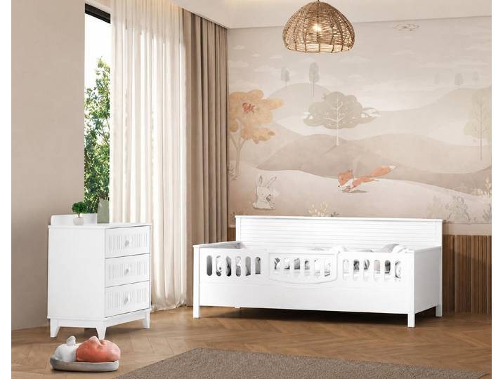 JVmoebel Kinderbett Stilvolles Kinderbett & Kommode Set im skandinavischen Design, Made in Europa