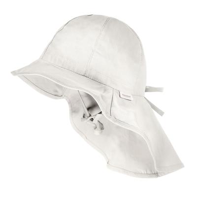 Sonnenhut MAXIMO, Mädchen, Gr. 53, weiß, Popeline, Baumwolle, unifarben, Hüte, mit Nackenschutz, mit Schleife, mit Bindeband, basic, bequem