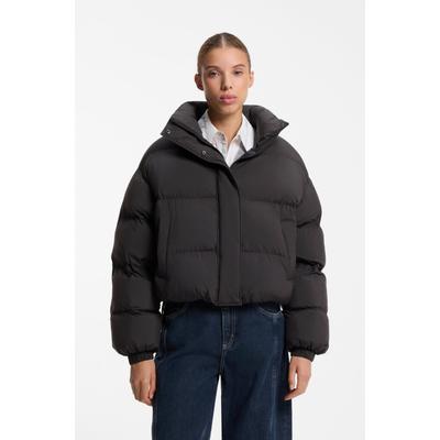 Steppjacke HUGO "Faren", Damen, Gr. XL, schwarz (schwarz 001), Web, Obermaterial: 100% Polyester, unifarben, hüftlang, elastischer Bund, Jacken Steppjacke, mit Ballon-Silhouette, wasserabweisend