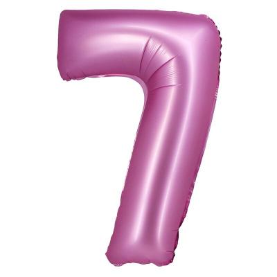 XL Folienballon pink matt Zahl 7