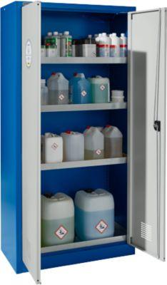 Schäfer Shop Select Gefahrstoffschrank, Stahl, B 950 x T 500 x H 1935 mm, Belüftungsschlitze, 4 Böden, 4 x 20 l Wannen