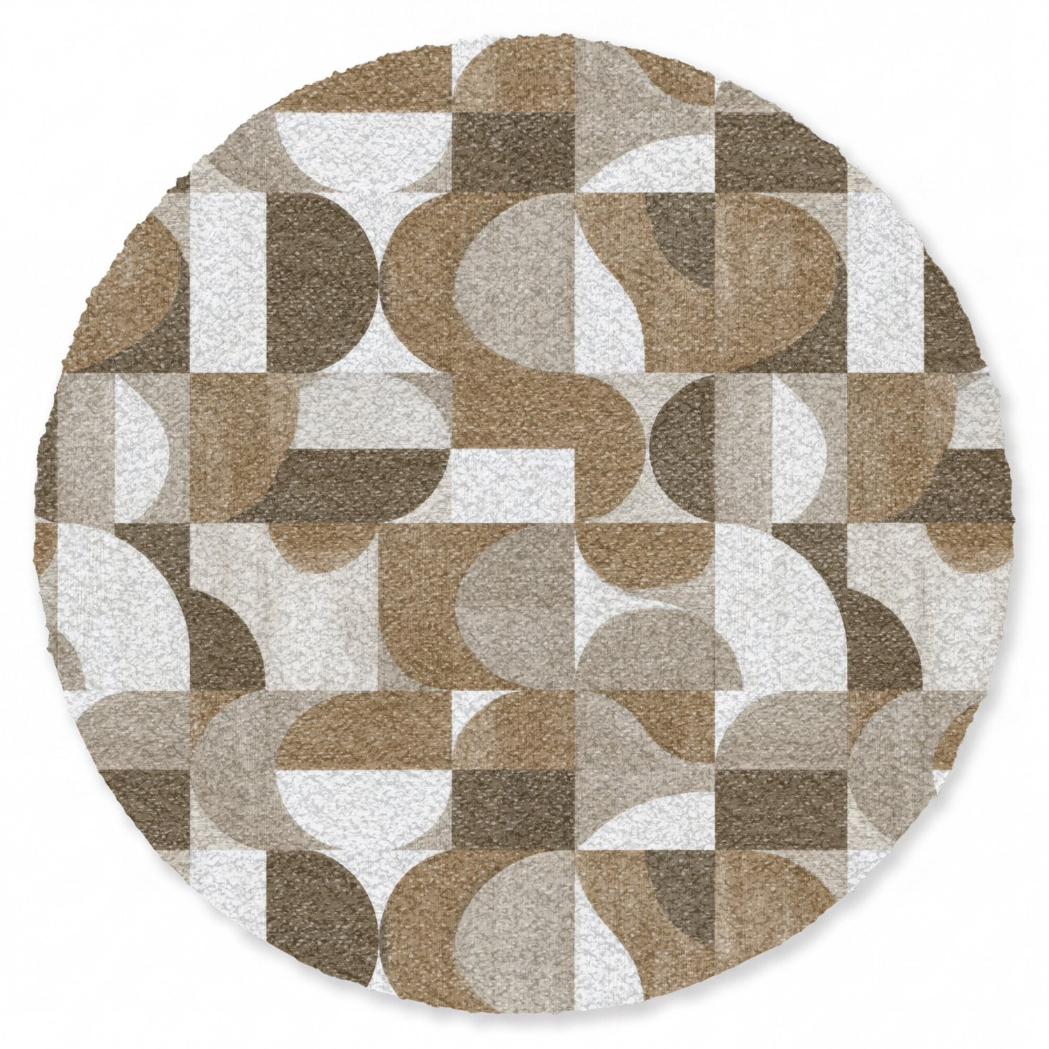 MuchoWow Ronde Deurmat Abstract Retro Bruin - Diameter: 120 cm