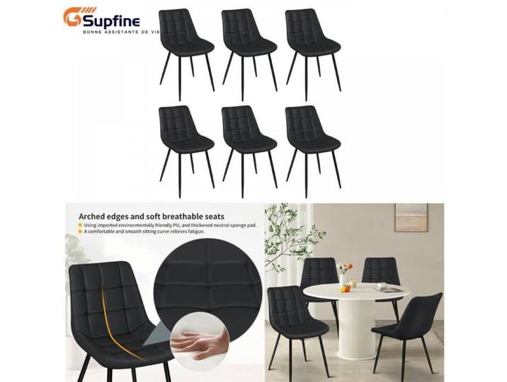 SUPFINE Un ensemble de 6 chaises de salle à manger barres en acier épaissies les pieds de la chaise ne sont pas sujets