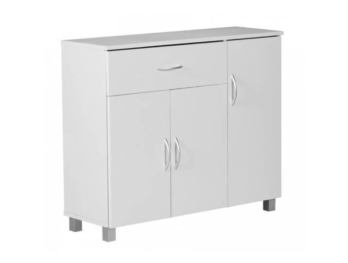 FineBuy Buffet SETE 90x30x75 cm Blanc avec Tiroir et 3 Portes