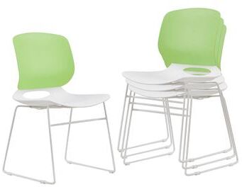 Kodotan sofa Modern Stacking Chairs Set of 4 in White+Blue or White+Green with Polypropylene Seat and Fiberglass Reinforced Back