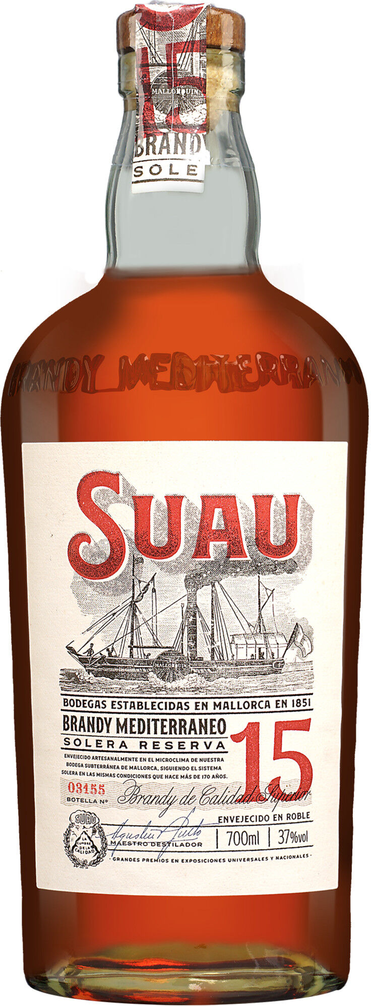 Brandy Suau »15 Años« Solera Reserva - 0,7 L 37% Vol. Brandy aus Spanien