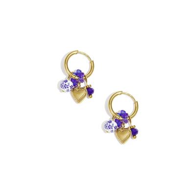 Paar Creolen ADELIA´S "LIVAYA Ohrringe Creolen mit Herzanhänger aus Edelstahl", Damen, Gr. Damen, Edelstahl, gold (goldfarben), Ohrringe, Stylisch durch Herzanhänger und Perlendetails