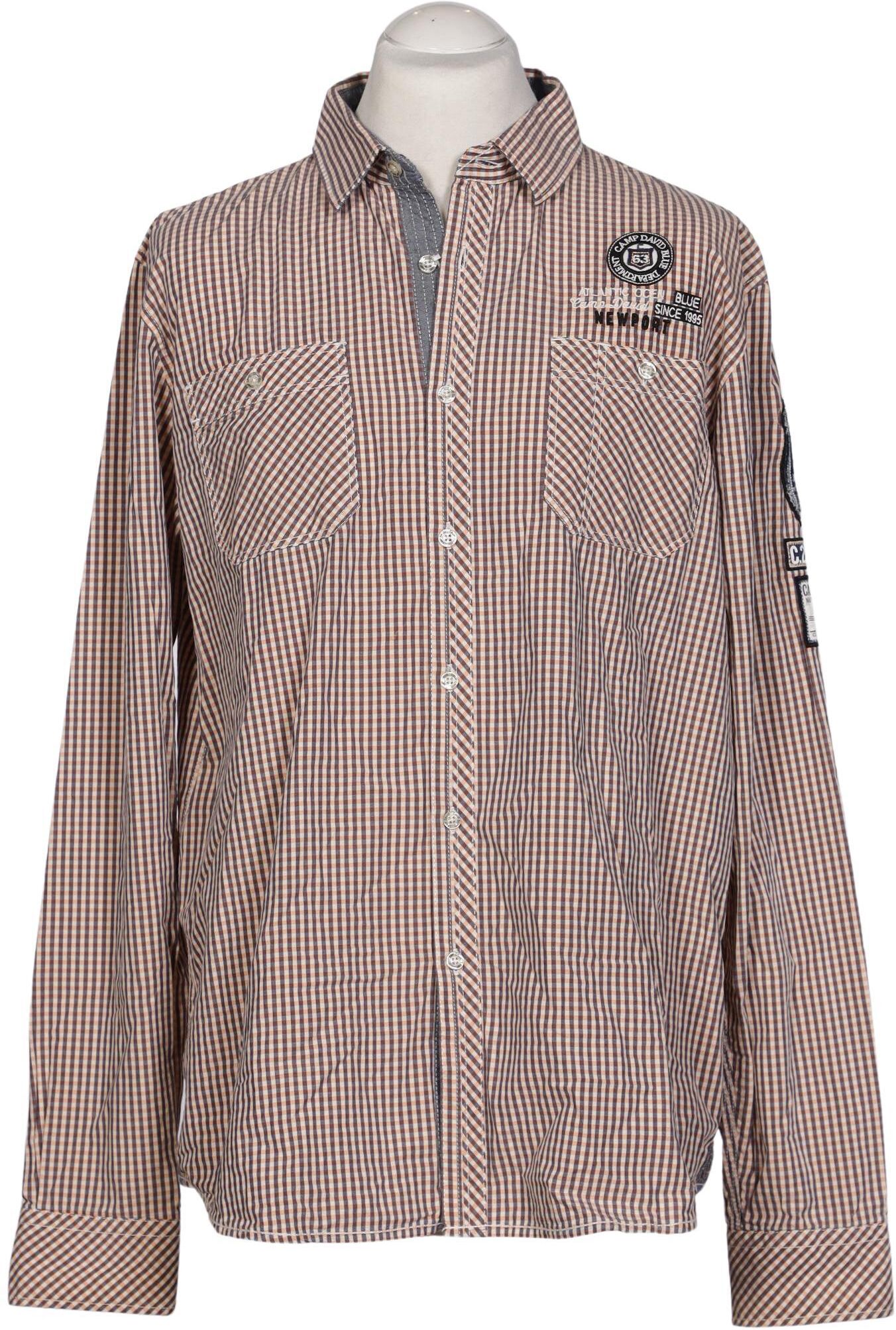 Camp David Herren Hemd, Beige, Gr. XL, Baumwolle - Second Hand