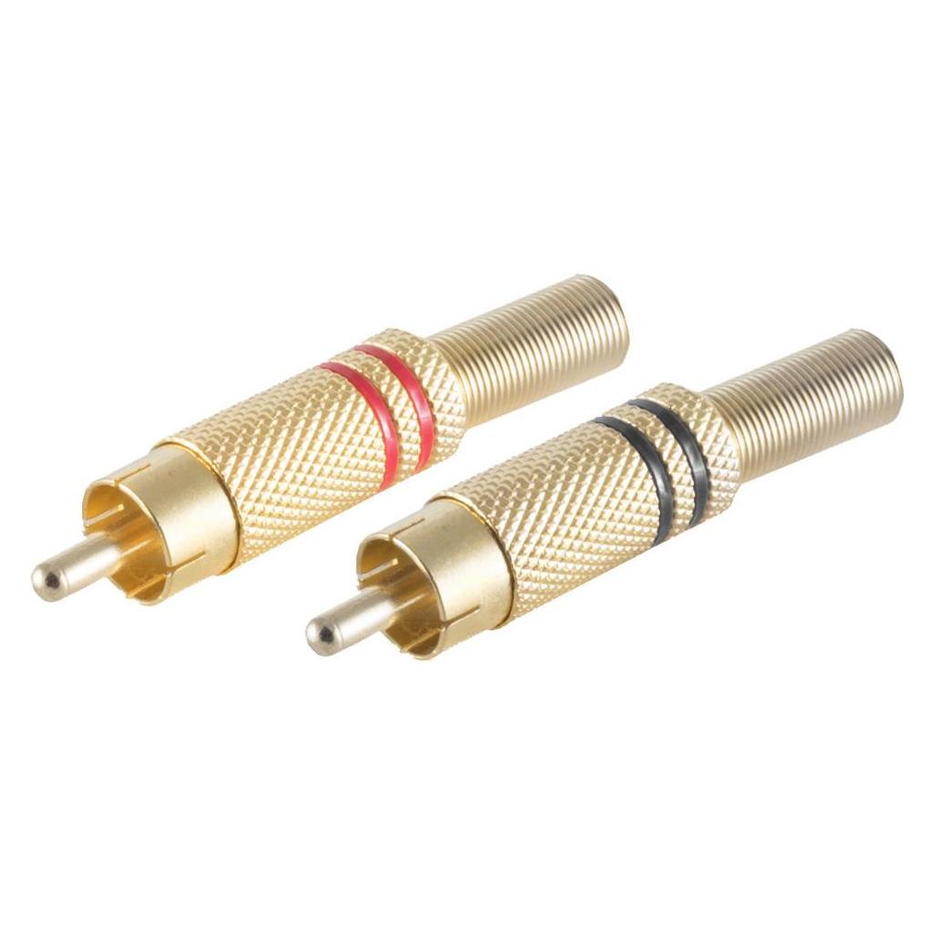 Shiverpeaks -BASIC-S--Cinchkupplung Metall vergoldet 6mm SET 4-teilig, rot, schwarz (Antennenkabel) (BS52020-SET)
