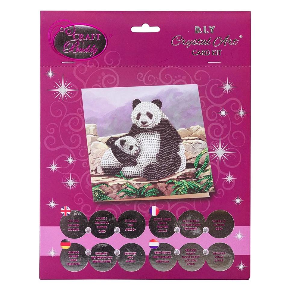 Craft Buddy Panda, 18x18cm Crystal Art Card (CCK-A44)