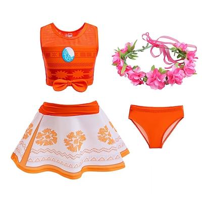 Buchwoche 2026, Moana-Prinzessin, Moana-Kleid, Halskette, Kostüm, Halloween-Kostüm, Cosplay-Kostüm, Film- und Fernseh-Themenkostüme, Film-Cosplay für Mädchen, Kinderkarneval, Kindertag, Geburtstag, Strand
