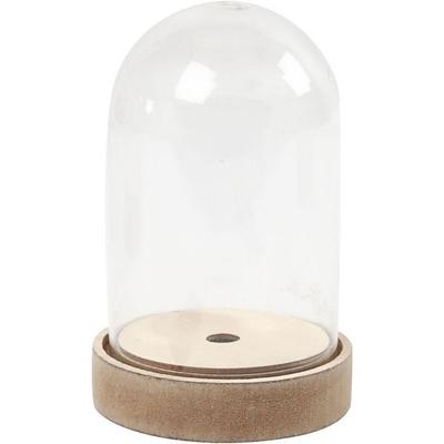 Creativ Company Plastikglas Glocke auf Holzfuß, H 12,5 cm, D 8 cm