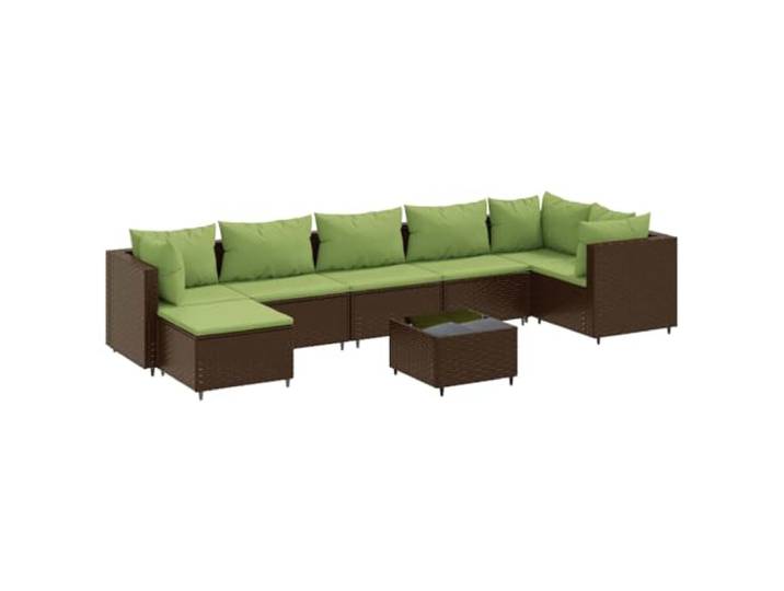 PUGYNBK Set Sofas Garden 8-teilig Kunst-Rattan Braun Robuste Stahlkonstruktion, dicke Kissen, gehärtetes Glastisch, modulares Design, vielseitige Fußstütze