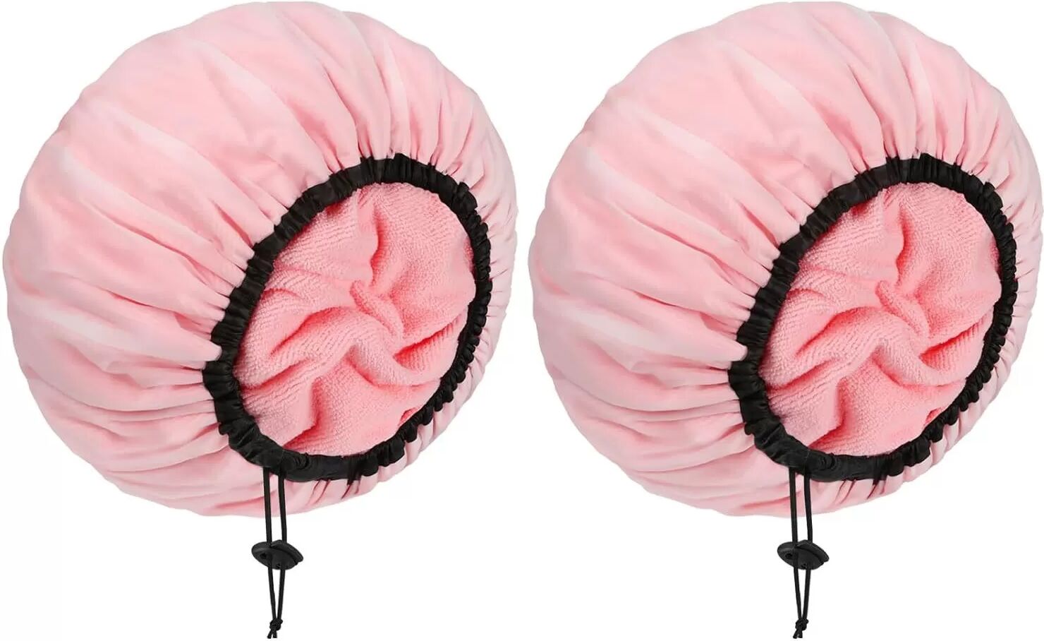 INF Bonnet de bain ajustable doublé en tissu éponge Rose