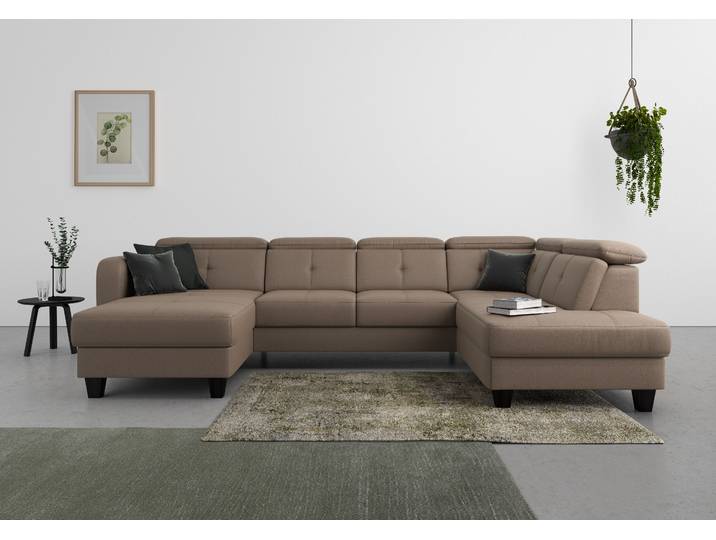 Wohnlandschaft, Braun, 321x195 cm, Luxus-Microfaser, Recamiere Links, Modern, SIT & MORE